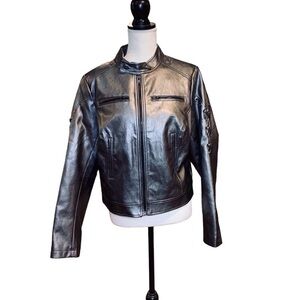 Venus metallic pewter moto jacket